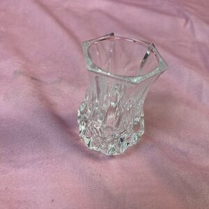 Heavy Cut Clear Crystal Small Vase or Cup.